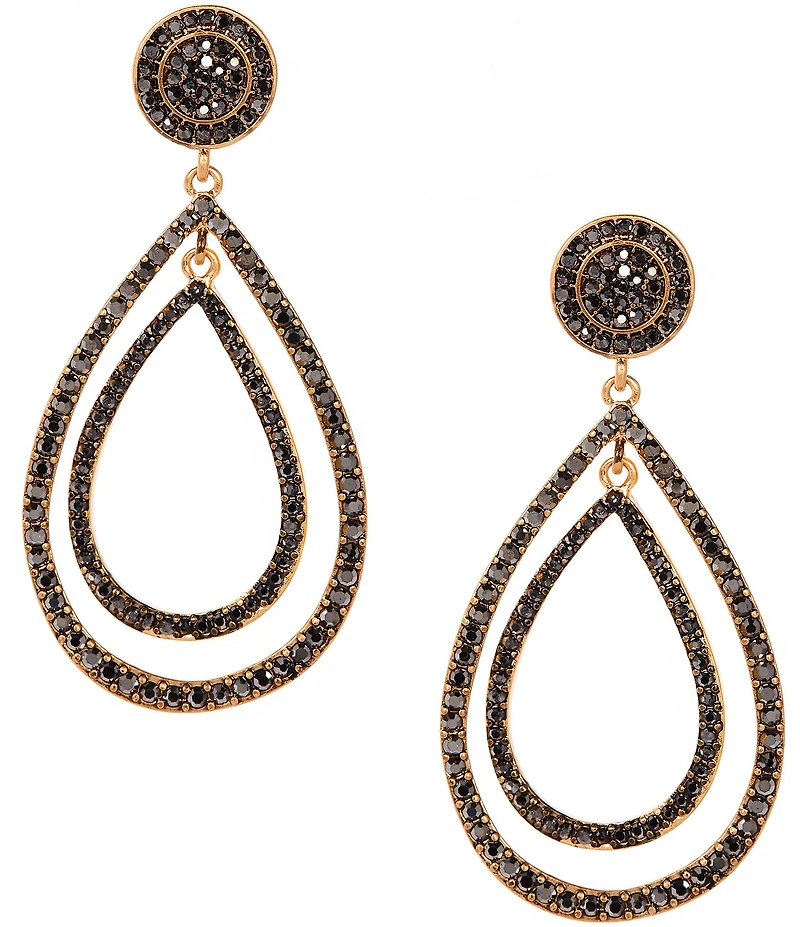 Southern Living Hematite Stone Double Teardrop Orbital Drop Earrings