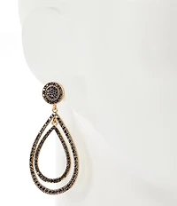 Southern Living Hematite Stone Double Teardrop Orbital Drop Earrings