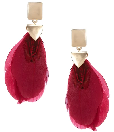 Southern Living Hematite Stone Feather Drop Earrings