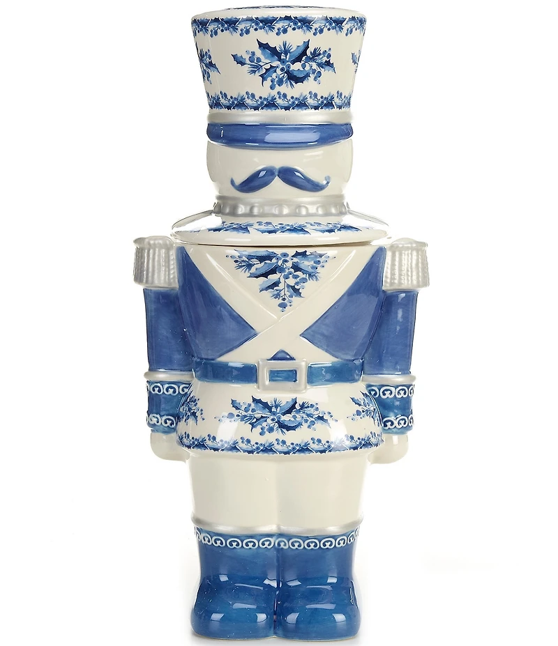Southern Living Chinoiserie Christmas Collection Blue Nutcracker Cookie Jar