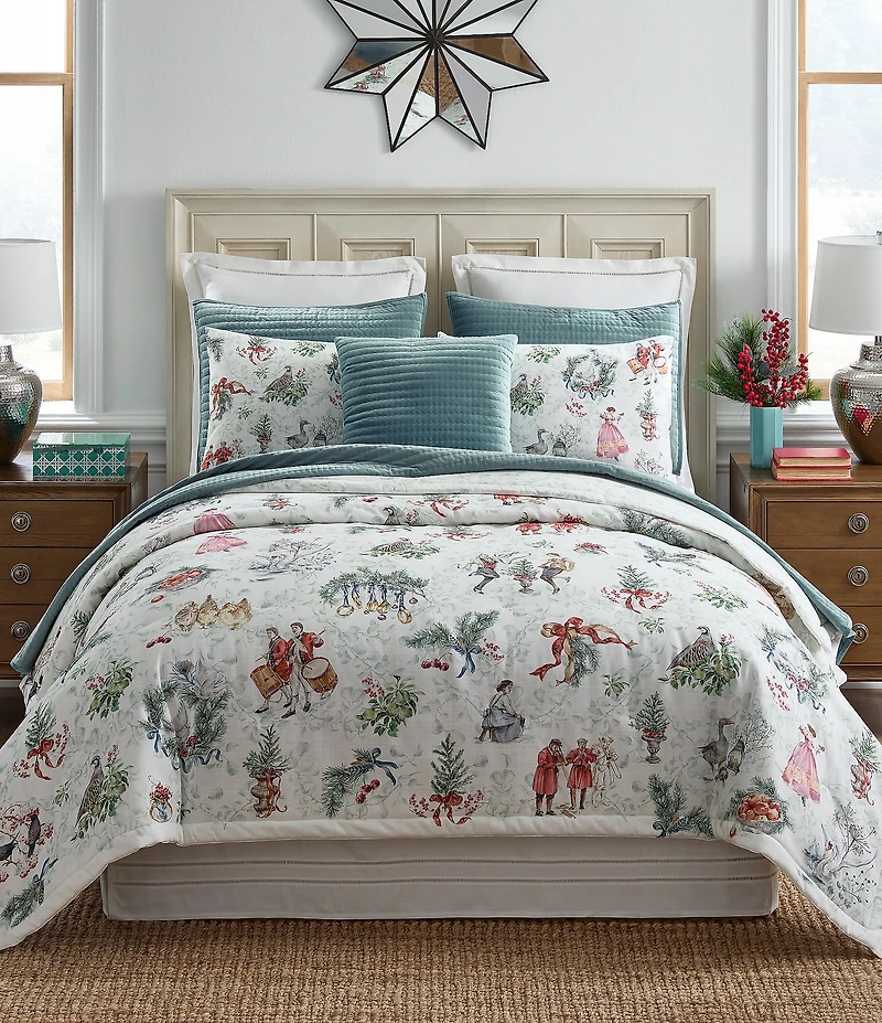 Southern Living Holiday Collection 12 Days of Christmas Print Comforter Mini Set