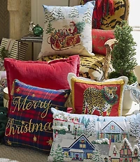 Southern Living Holiday Collection Cheetah Framed Decorative Square Pillow