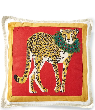 Southern Living Holiday Collection Cheetah Framed Decorative Square Pillow