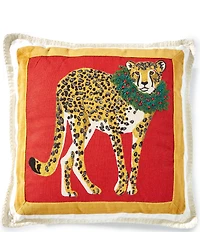 Southern Living Holiday Collection Cheetah Framed Decorative Square Pillow