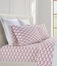 Southern Living Holiday Collection Christmas Bow Printed 400-Thread Count Cotton Sheet Set