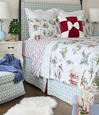 Southern Living Holiday Collection Christmas Bow Printed 400-Thread Count Cotton Sheet Set