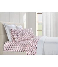Southern Living Holiday Collection Christmas Bow Printed 400-Thread Count Cotton Sheet Set