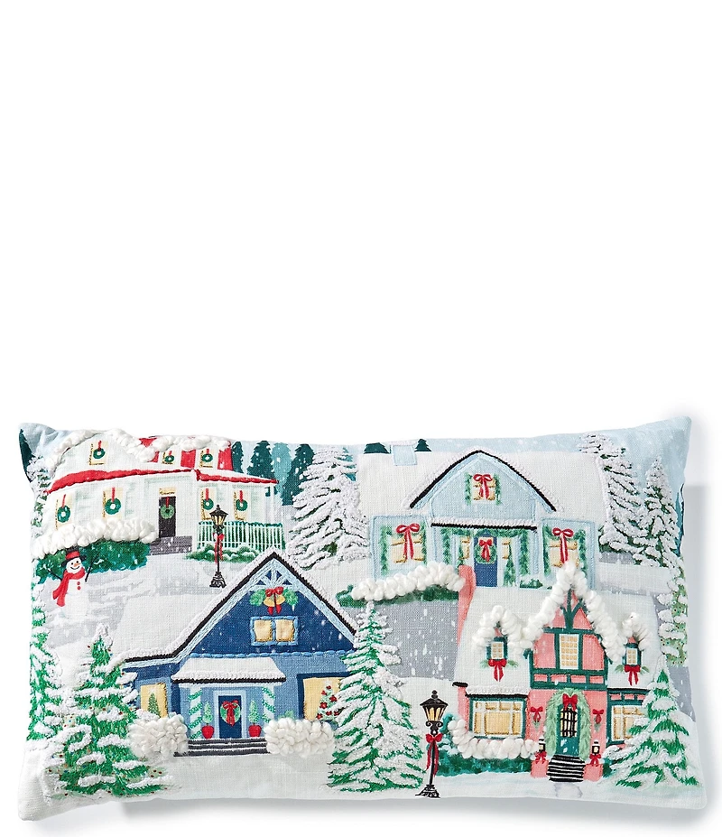 Southern Living Holiday Collection Christmas City Embroidered Bolster Pillow