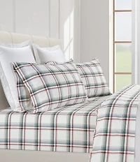 Southern Living Holiday Collection Christmas Plaid Printed 400-Thread Count Cotton Sheet Set