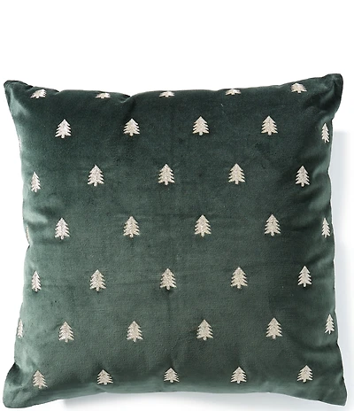 Southern Living Holiday Collection Embordered Metallic Christmas Tree Decorative Square Pillow