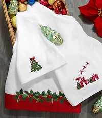 Southern Living Holiday Collection Embroidered Christmas Tree Bath Towels
