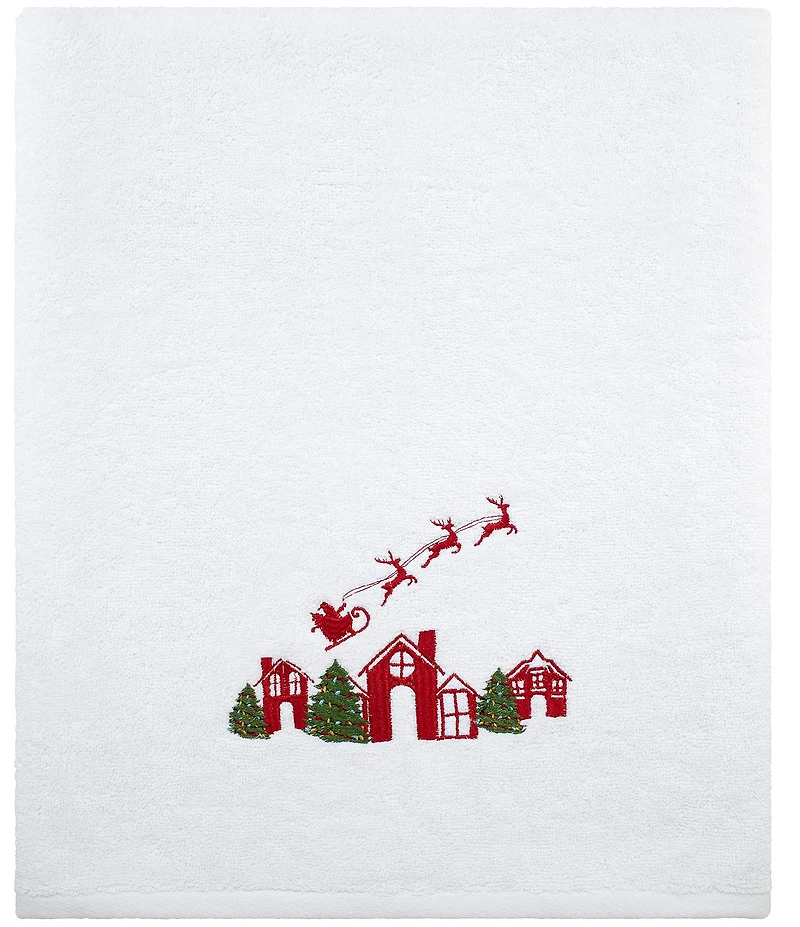 Southern Living Holiday Collection Embroidered Village Scene Bath Towels