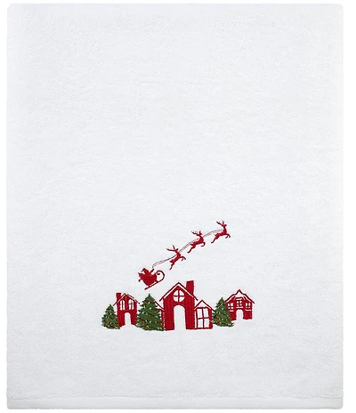 Southern Living Holiday Collection Embroidered Village Scene Bath Towels