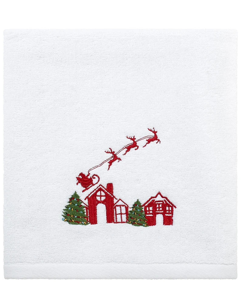 Southern Living Holiday Collection Embroidered Village Scene Bath Towels