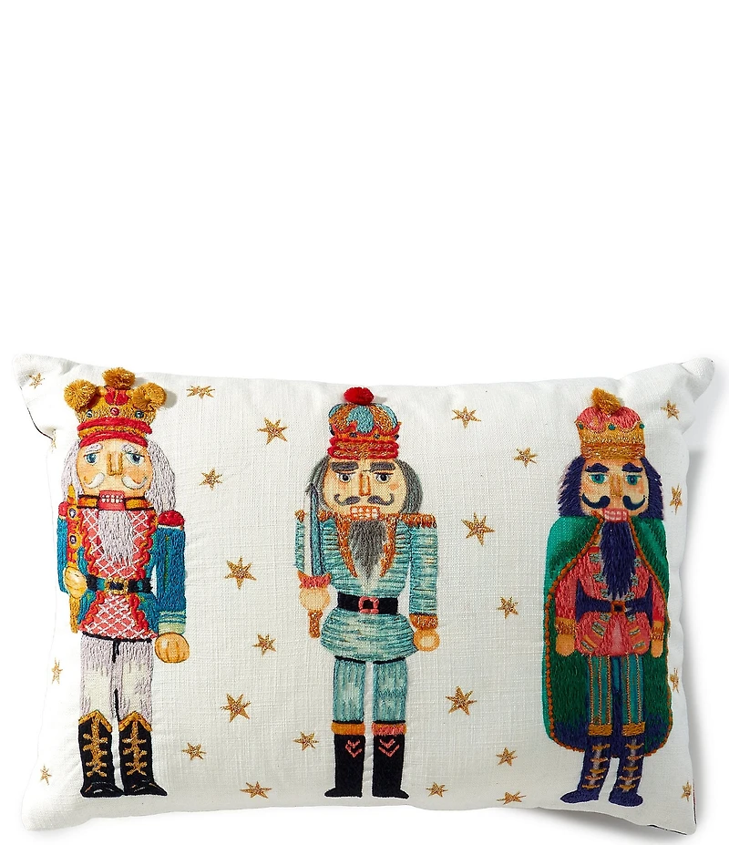 Southern Living Holiday Collection Nutcracker Embroidered Lumbar Pillow