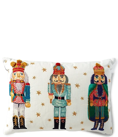 Southern Living Holiday Collection Nutcracker Embroidered Lumbar Pillow