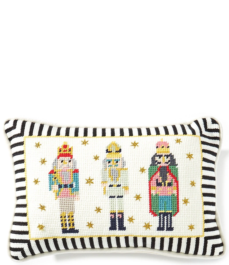 Southern Living Holiday Collection Nutcracker Trio Needlepoint Pillow