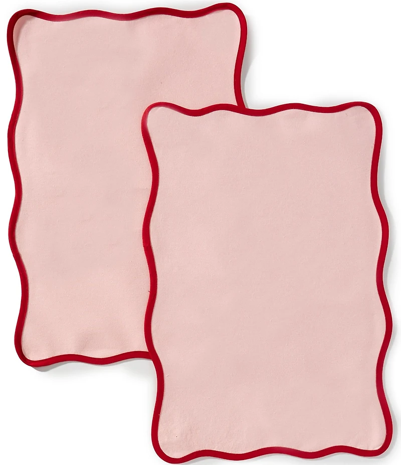 Southern Living Holiday Collection Pink Scalloped Placemats, Set of 2