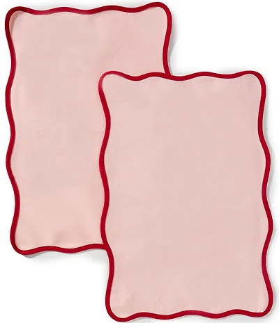 Southern Living Holiday Collection Pink Scalloped Placemats, Set of 2