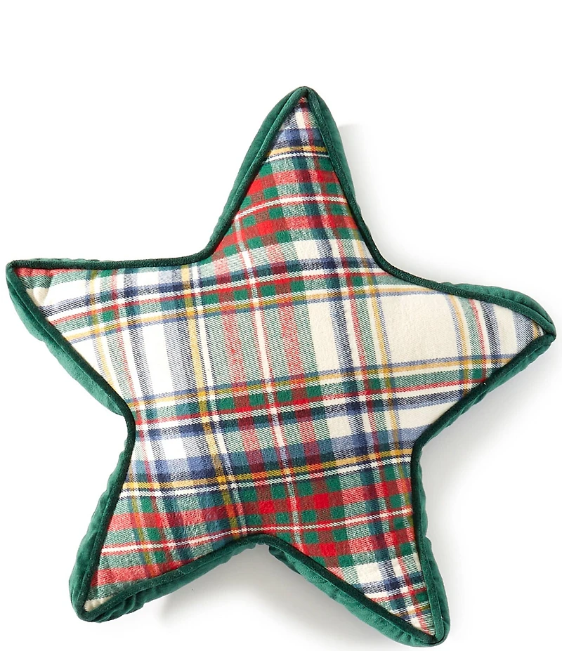 Southern Living Holiday Collection Plaid Star Pillow