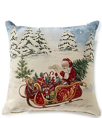 Southern Living Holiday Collection Santa Sleigh Decorative Square Pillow