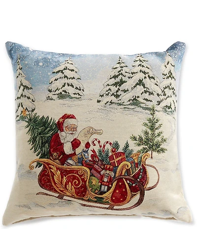 Southern Living Holiday Collection Santa Sleigh Decorative Square Pillow
