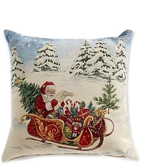 Southern Living Holiday Collection Santa Sleigh Decorative Square Pillow