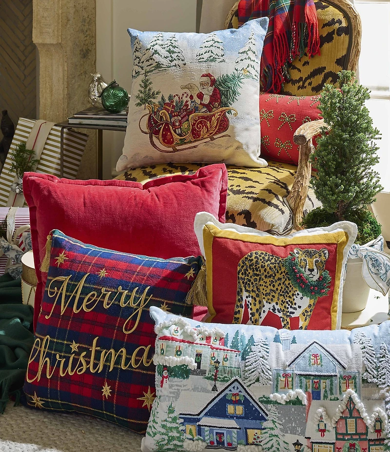 Southern Living Holiday Collection Velvet & Linen Oversize Square Pillow