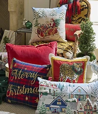 Southern Living Holiday Collection Velvet & Linen Oversize Square Pillow
