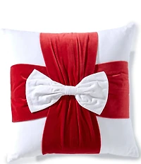 Southern Living Holiday Collection Velvet Bow Decorative Square Pillow