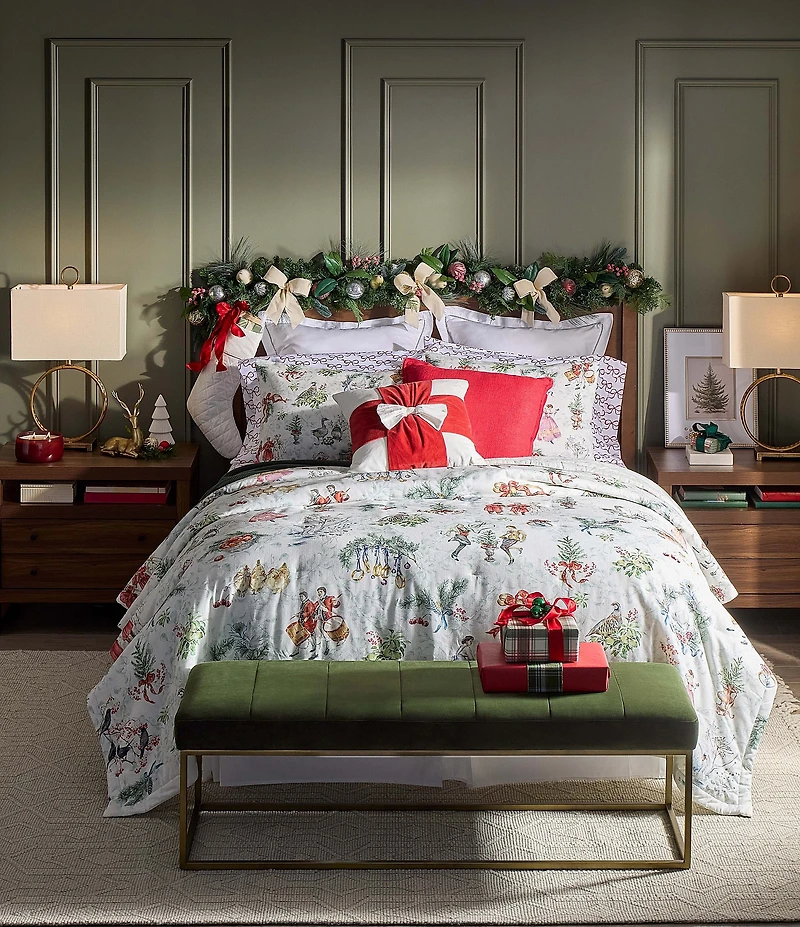 Southern Living Holiday Collection Velvet Bow Decorative Square Pillow