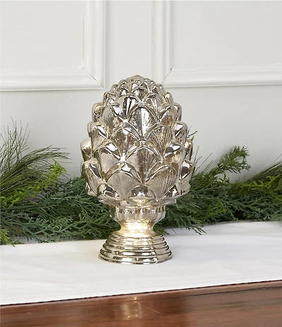 Southern Living Holiday Decor Collection LED Lit Glass Pine Cone Decor