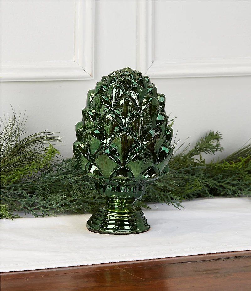 Southern Living Holiday Decor Collection LED Lit Glass Pine Cone Decor