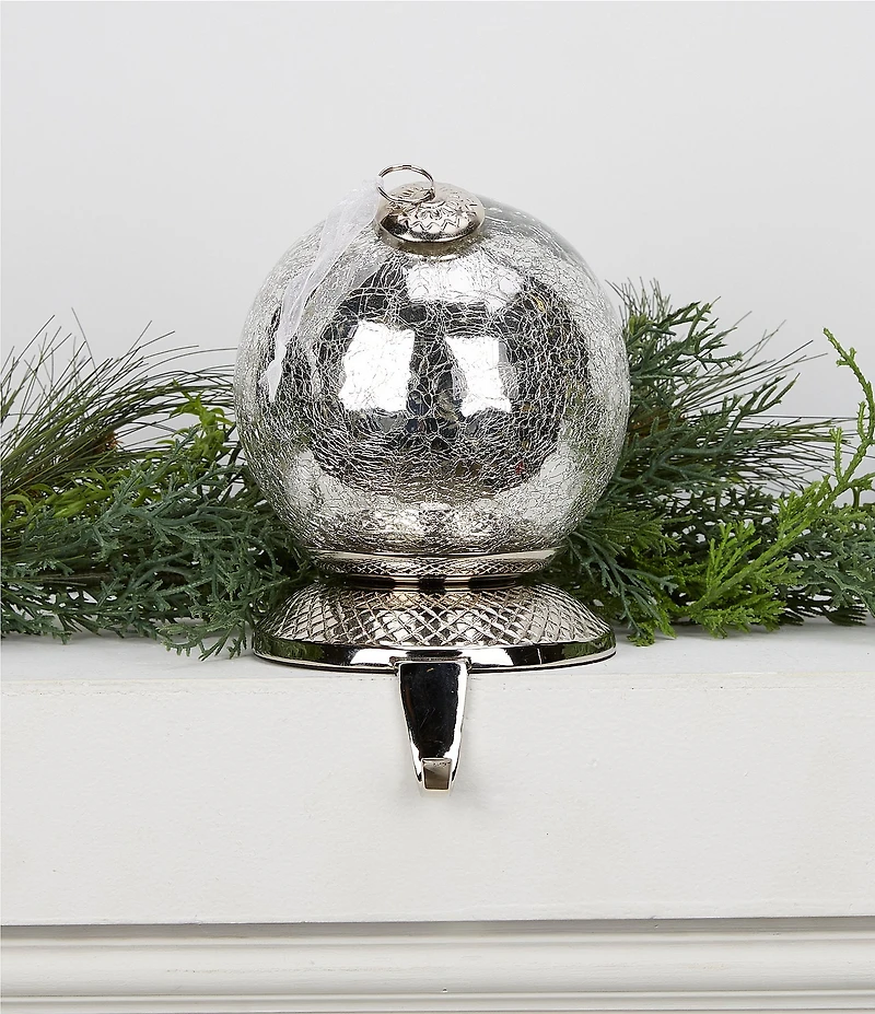 Southern Living Holiday Decor Collection Mercury Glass Crackle Ornament Stocking Holder