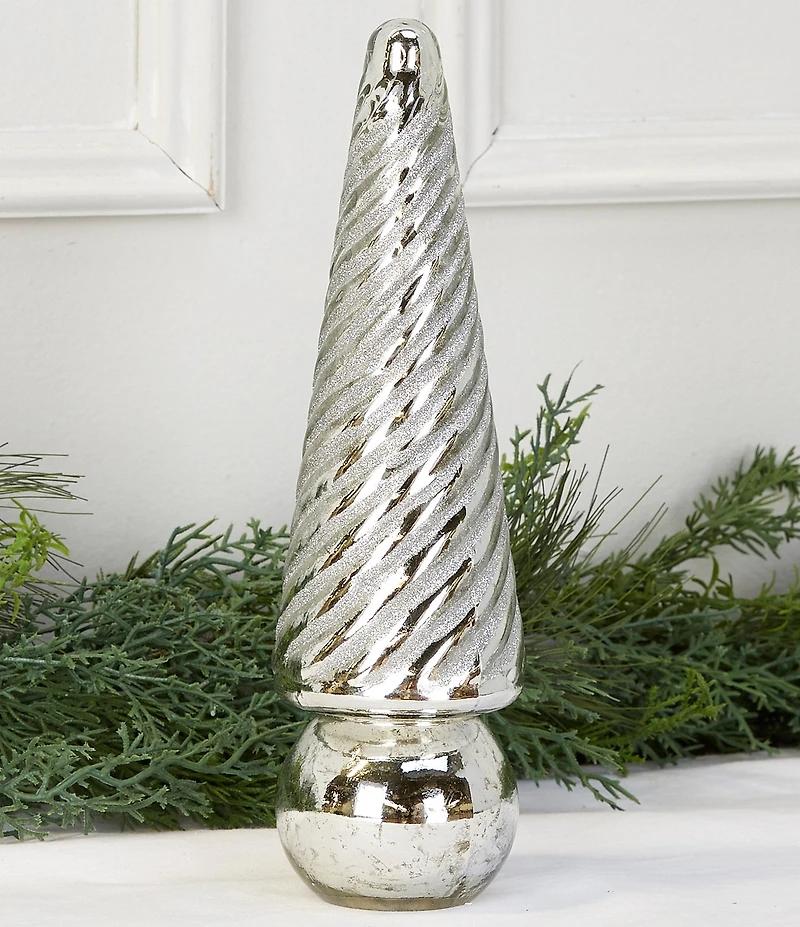 Southern Living Holiday Decor Collection Mini Glass Swirl Tree Decor