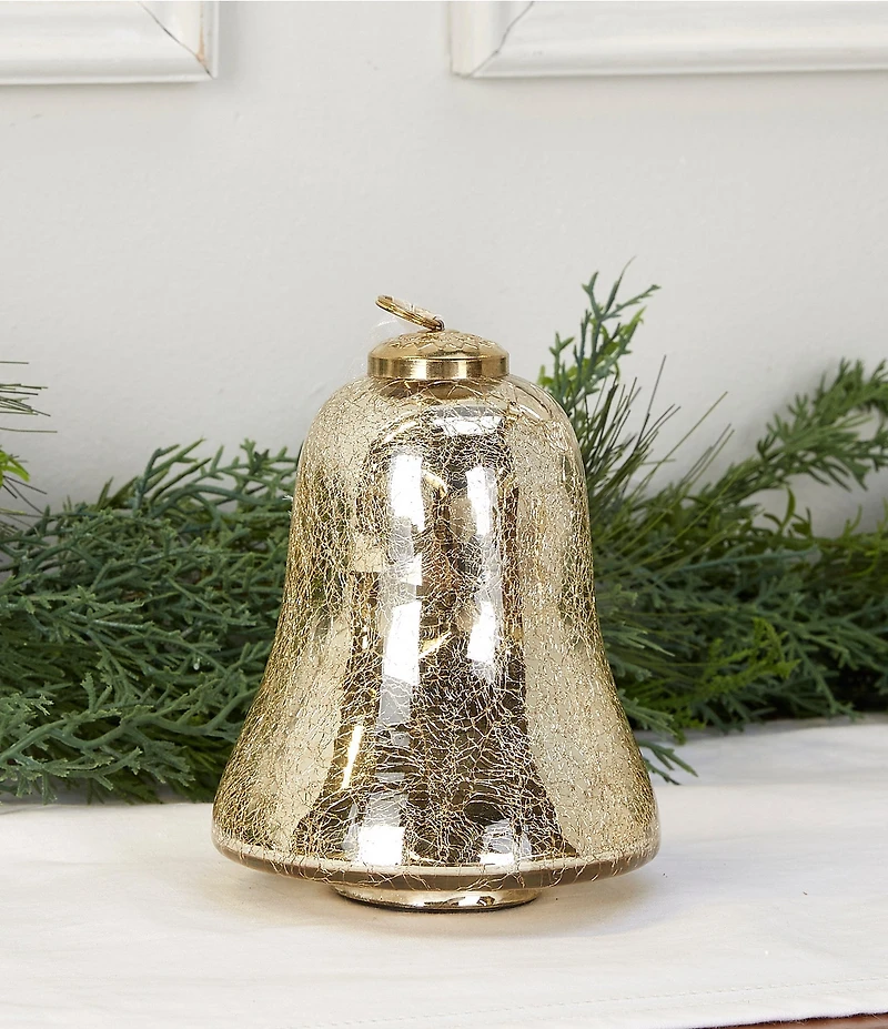Southern Living Holiday Decor Collection Mercury Glass Crackle Bell Tabletop Decor