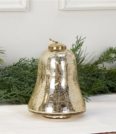 Southern Living Holiday Decor Collection Mercury Glass Crackle Bell Tabletop Decor