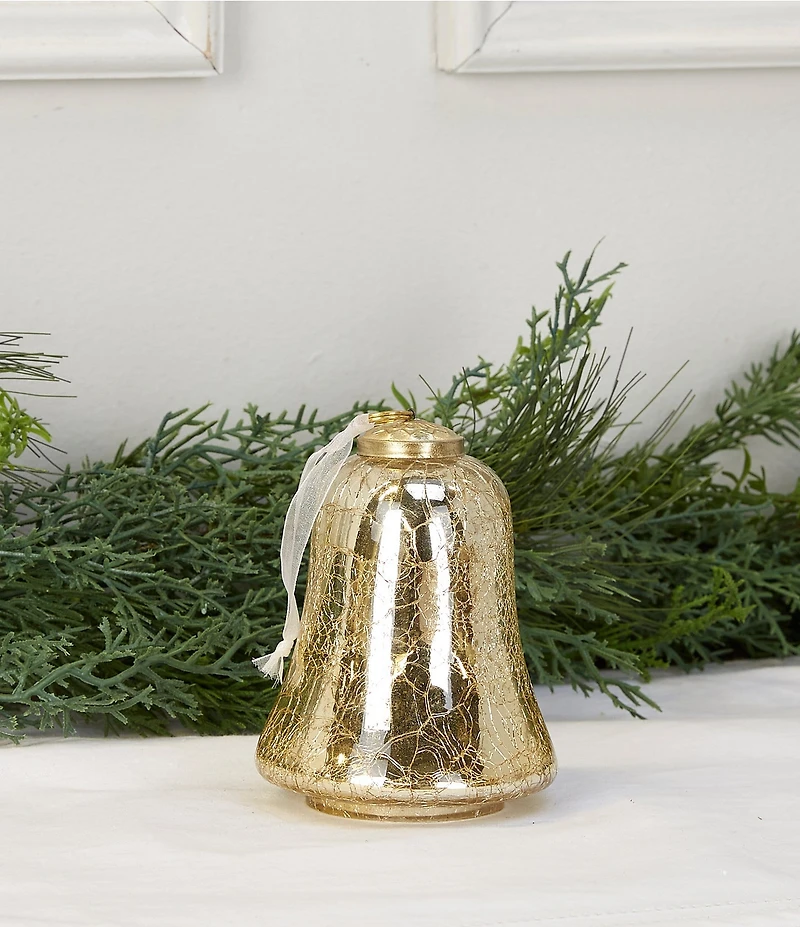 Southern Living Holiday Decor Collection Mercury Glass Crackle Bell Tabletop Decor