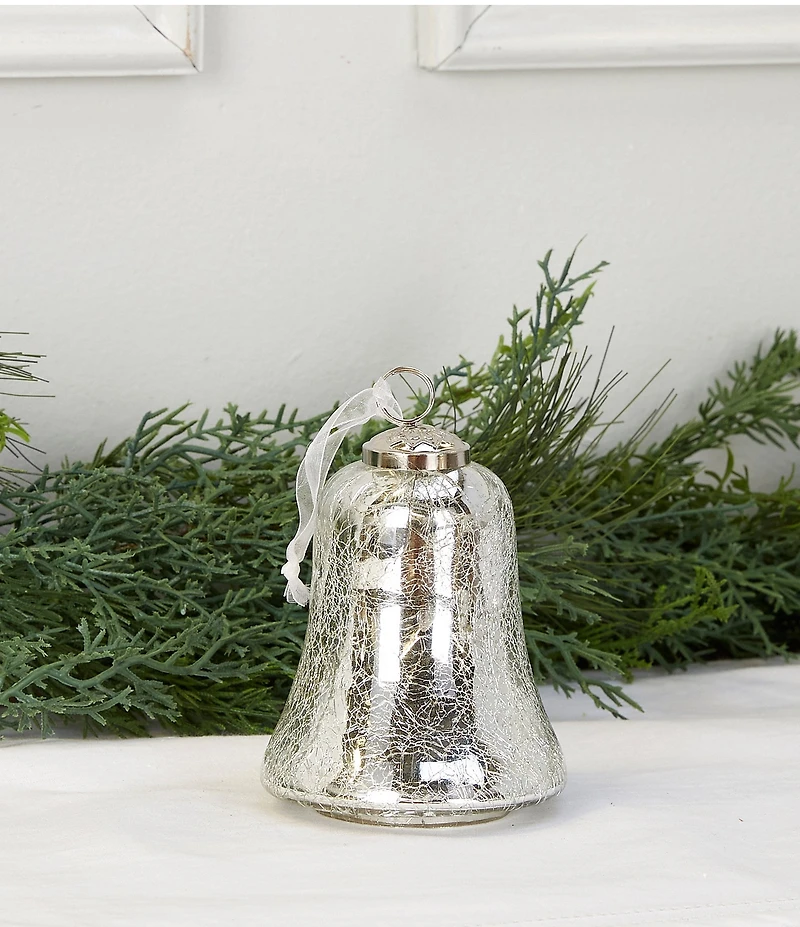 Southern Living Holiday Decor Collection Mercury Glass Crackle Bell Tabletop Decor