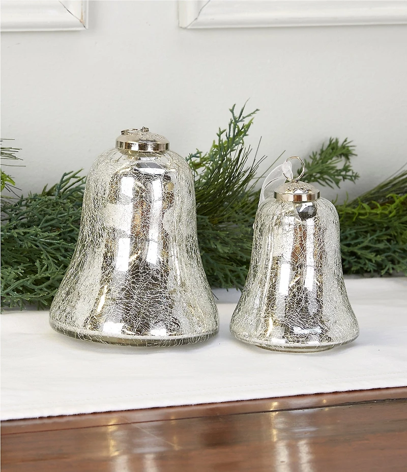 Southern Living Holiday Decor Collection Mercury Glass Crackle Bell Tabletop Decor