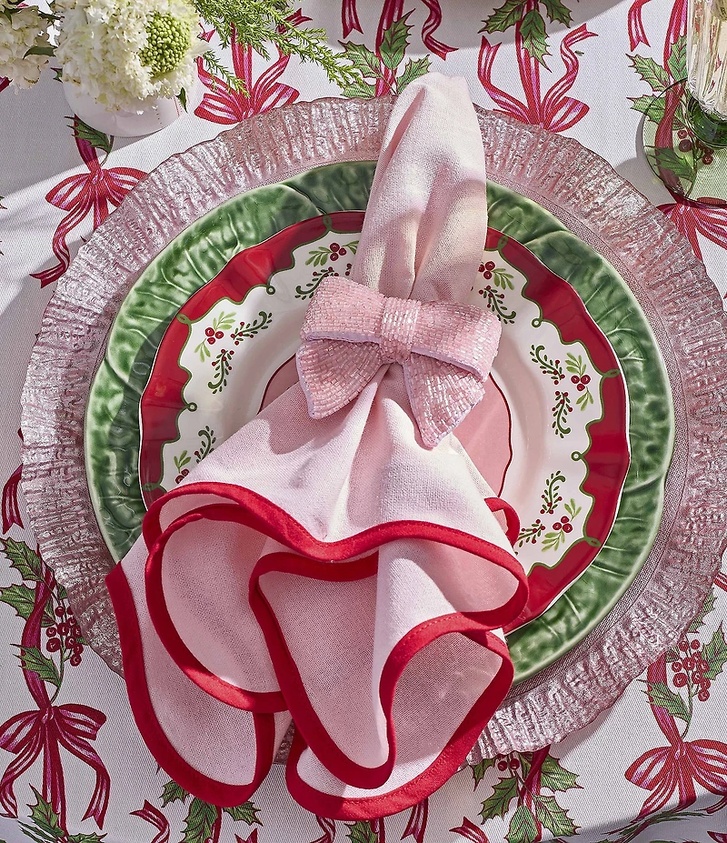 Southern Living Holiday Beaded Bow Napkin Rings, Set of 4