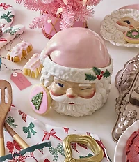 Southern Living Sweet Christmas Collection Pink Santa Cookie Jar