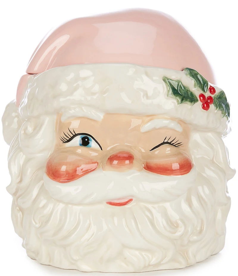 Southern Living Sweet Christmas Collection Pink Santa Cookie Jar