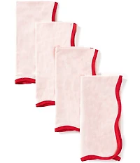 Southern Living Holiday Pink Scalloped Napkins, Set of 4