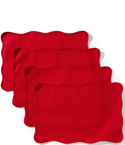 Southern Living Holiday Red Scalloped Placemats, Set of 2