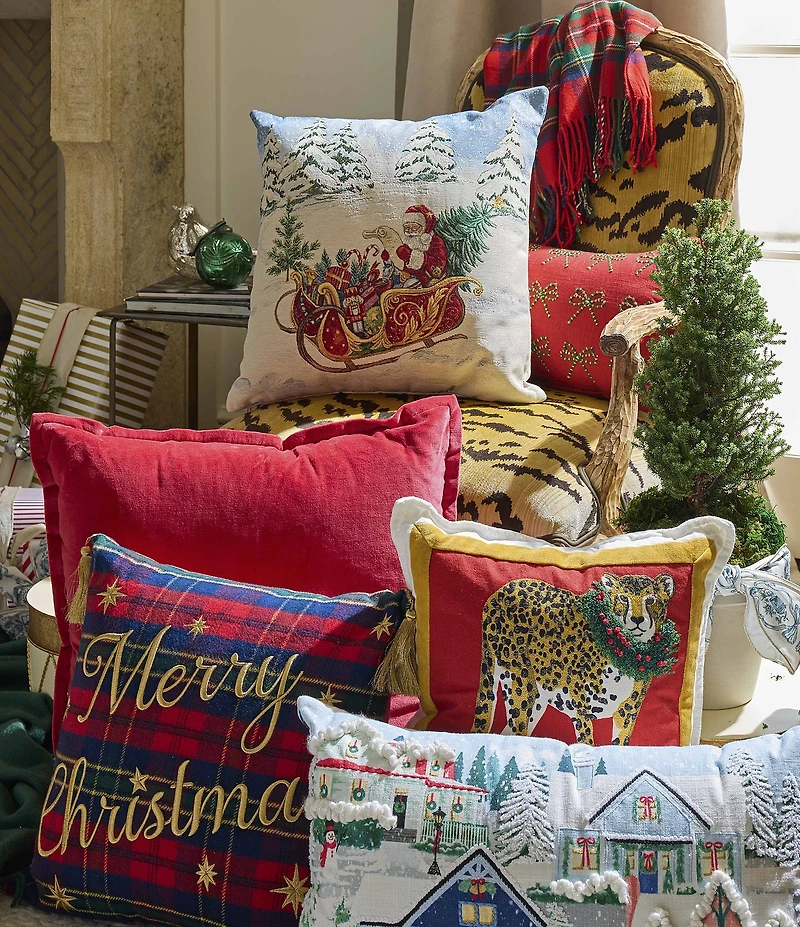 Southern Living Holiday Ribbon Bow Framed Decorative Pillow