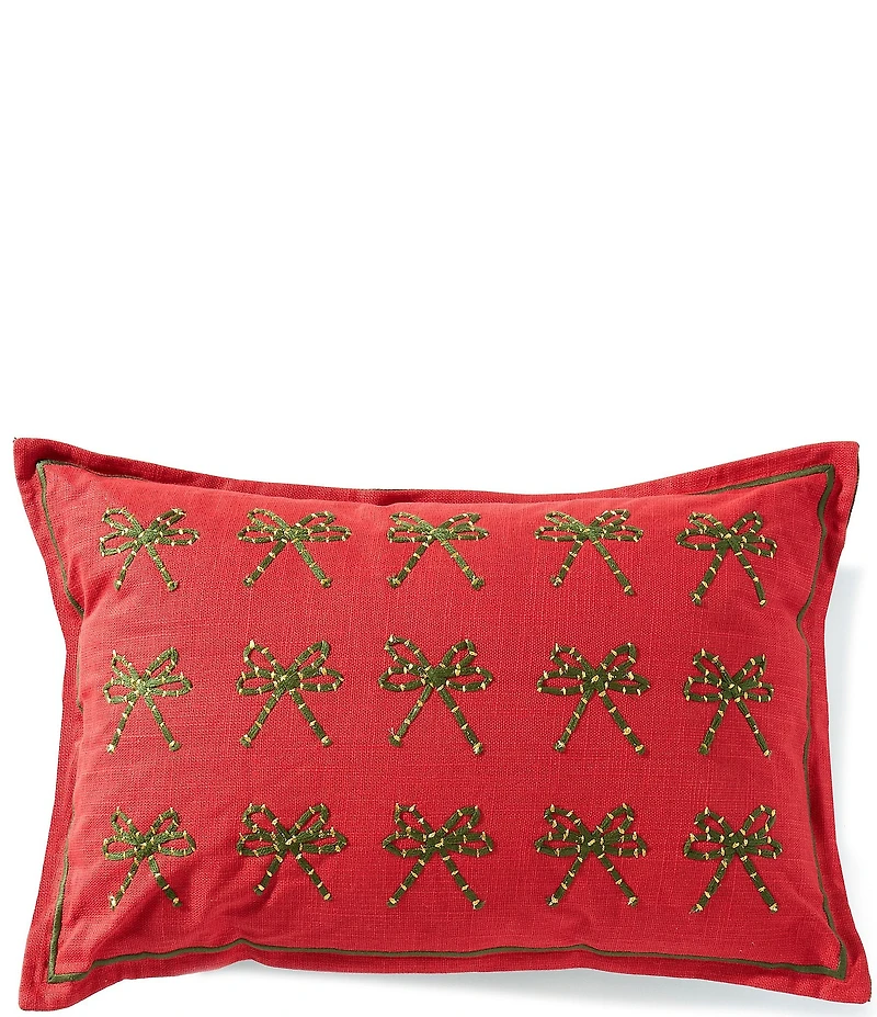 Southern Living Holiday Ribbon Bow Framed Decorative Pillow