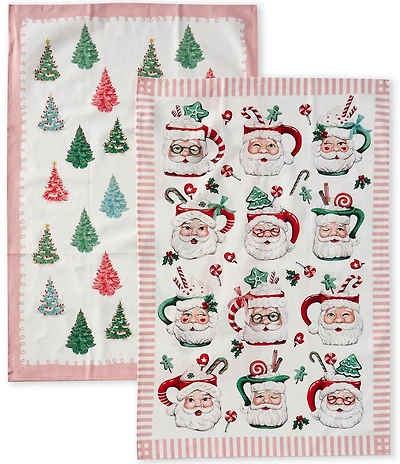 Southern Living Holiday Vintage Santa Mug Kitchen Towels, Set of 2