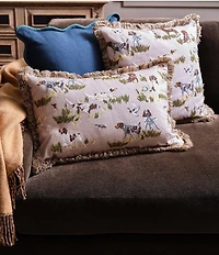 Southern Living Hunting Dogs Fringe Trimmed Reversible Lumbar Pillow