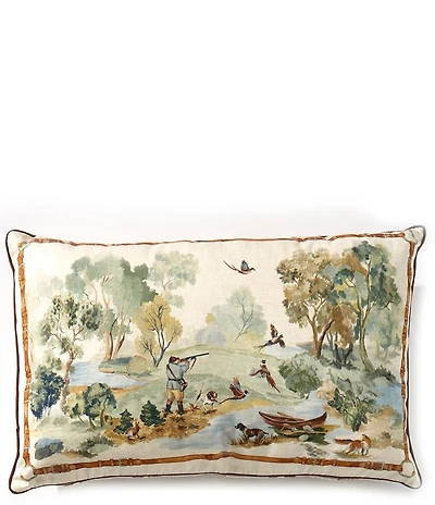 Southern Living Hunting Dogs Scene Print Lumbar Pillow